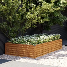 Fioriera Rialzata Da Giardino 195x100x36 Cm İn Acciaio Corten /
