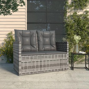 Panca da giardino con cuscini grigia 105 cm in polyrattan