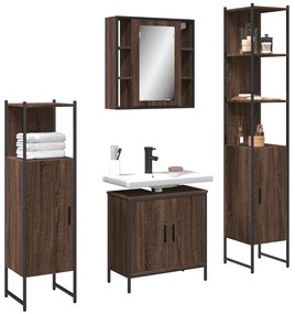 Set Mobili Da Bagno 4 Pz Rovere Marrone İn Legno Multistrato /