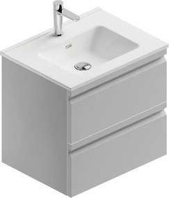 Mobile bagno sospeso con lavabo L 60 x H 56 x P 46 cm grigio artico opaco in mdf 2 cassetti per vasca centrale Pull