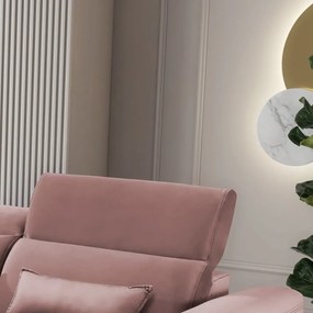 Divano angolare rosa allungabile/con contenitore (con penisola a sinistra/con chaise lounge) e rivestimento in velluto Foble – ELTAP