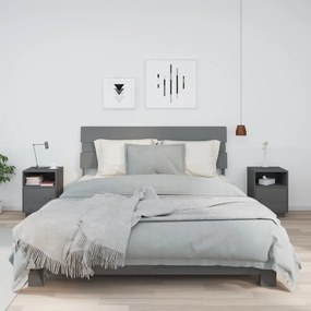 Comodini Grigi 2 Pz 40x34x55 Cm İn Legno Massello Di Pino /