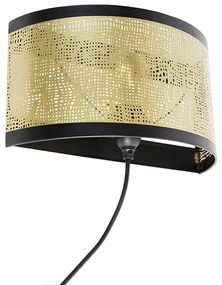 Lampada da parete vintage nera con ottone 30x17 cm - Kayleigh