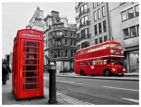 Fotomurale Cabina telefonica e autobus a due piani: Londra