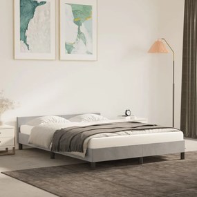 Giroletto Senza Materasso Grigio Chiaro 140x190 Cm Velluto /