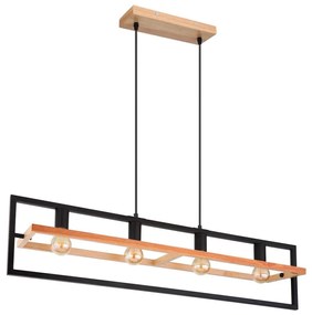 Globo 15575-4H - Lampadario a cavo ERICA 4xE27/40W/230V nero/beige