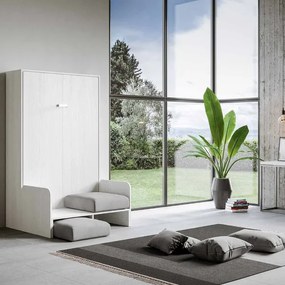 Letto scomparsa a una piazza e mezza a 120 cm KENTARO SOFŔ Bianco Frassino