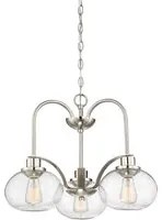 Lampadario Industrial Trilogy Metallo Nichel Spazzolato 3 Luci E27 3 Diffusori