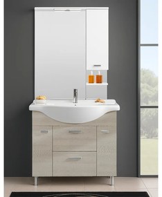 Mobile da bagno sotto lavabo Rimini marrone L 100 x H 80 x P 33.5 cm 1 cassetto 2 ante, lavabo non incluso
