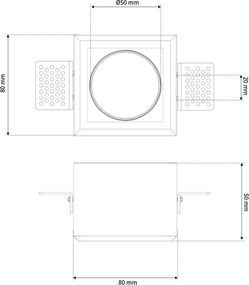 Portafaretto Quadrato 80x80 mm GU10 in Gesso Pitturabile