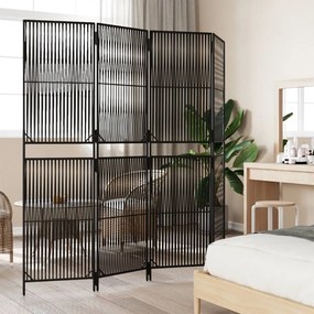 Divisorio per ambienti a 4 pannelli nero in polyrattan