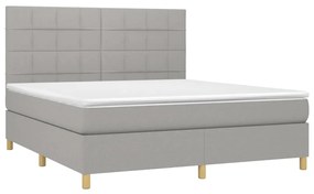 Letto a Molle Materasso e LED Grigio Chiaro 160x200 cm Tessuto