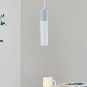 SOLLUX LIGHTING Lampada a sospensione Tube, cemento, bianco, 1 luce
