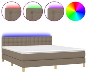 Letto a molle con materasso e led tortora 180x200 cm in tessuto