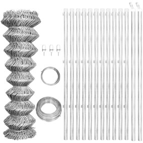Rete Di Recinzione Con Pali İn Acciaio Zincato 25x1,5 M Argento /
