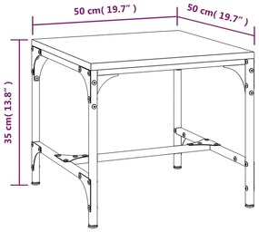 Tavolino da Salotto Rovere Fumo 50x50x35 cm Legno Multistrato