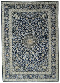 Kashan Tappeto 270x380 Blu (Iran) Annodato A Mano