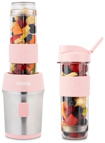 Frullatore portatile rosa SMOO12 con 2 borracce H.Koenig