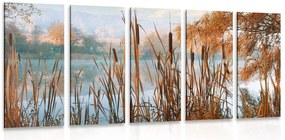 Quadri 5 pezzi – Fiume nella natura autunnale