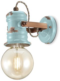 Applique Industrial Minimal Urban Ferro Ceramica Vintage Azzurro 1 Luce E27