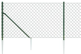 Recinzione a Rete con Picchetti Ancoraggio Verde 1x25 m