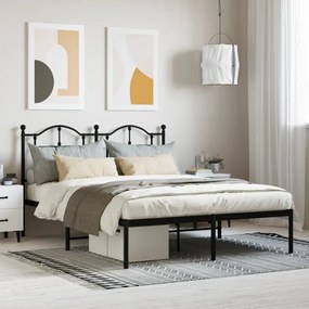 Giroletto Con Testiera İn Metallo Nero 135x190 Cm /