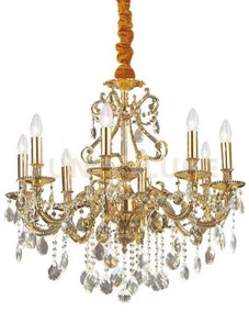 Gioconda sospensione 8 luci attacco e14 in cristallo molato oro