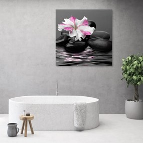 Quadro su tela, Stones Pink Flower Zen  Dimensioni 50x50