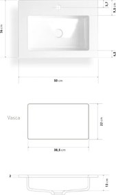 Lavabo 50x36 cm in ceramica bianco compatto dal design moderno