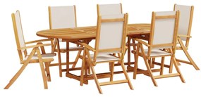 Set pranzo da giardino 7pz legno massello di acacia e textilene