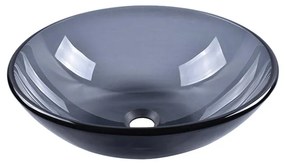 Lavabo da appoggio IDRO BRIC tondo piletta non inclusa in vetro nero piletta non inclusa