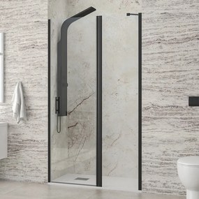 Kamalu - Porta doccia battente 80-85cm e fisso colore nero | KPX4000N