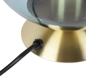 Lampada da tavolo Art Déco in ottone con vetro blu - Pallon