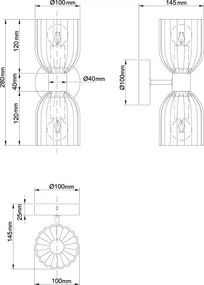 Applique PIEGA 2xE14/10W/230V ottone/beige fumé