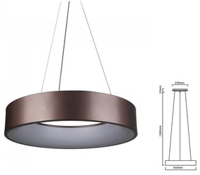 Lampada Led A Sospensione Moderno Circolare Colore Caffe Marrone Diametro 450mm 25W 3000K Dimmerabile SKU-3994