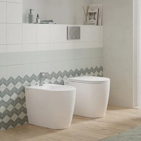 Coppia sanitari filomuro scarico a parete Vogue bianco WC: P 51 x L 37 x H 41 cm, bidet: P 51 x L 37 x H 41 cm