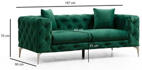 Divano in velluto verde scuro 197 cm Como - Artie