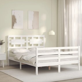 Giroletto con Testiera Bianco 140x190 cm in Legno Massello