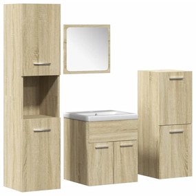 Set mobili da bagno 5 pz rovere sonoma in legno multistrato