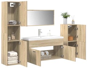 Set Mobili Da Bagno 5 Pz Rovere Sonoma İn Legno Multistrato /