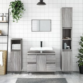 Mobile Da Bagno Grigio Sonoma 80x33x60 Cm İn Legno Multistrato /
