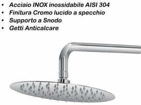Soffione tondo per la doccia diam. 20 cm in acciaio inossidabile