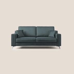 Michael divano moderno in morbido velluto impermeabile T01 petrolio 146 cm