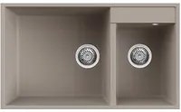 Lavello Elleci Incasso 2 vasche 78,5x47 Quadra 440 Sottotop Granitek Grigio Tortora LGQ44043BSO