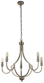 Lampadario Industrial-Nordico Loggia Acciaio Argento 5 Luci E14