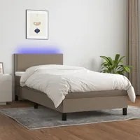 Letto a Molle con Materasso e LED Tortora 80x200 cm in Tessuto 3133033