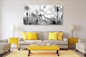 Stampa su tela – Fiori astratti in bianco e nero