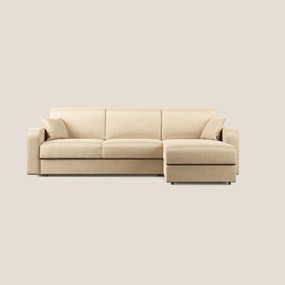 Lebron Divano letto angolare con penisola in velluto morbido T01 beige