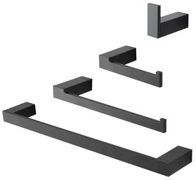 Set accessori bagno da muro 4 pezzi in alluminio nero Sky