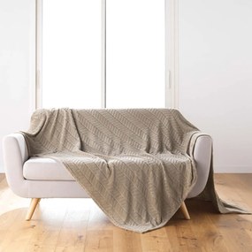 Copriletto in microflanella marrone chiaro 180x220 cm Arya - douceur d'intérieur